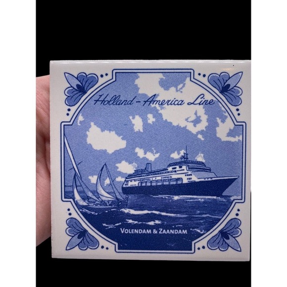 Holland America Line Volendam & Zaandam Tile Delft Style Blue & White - Picture 3 of 4